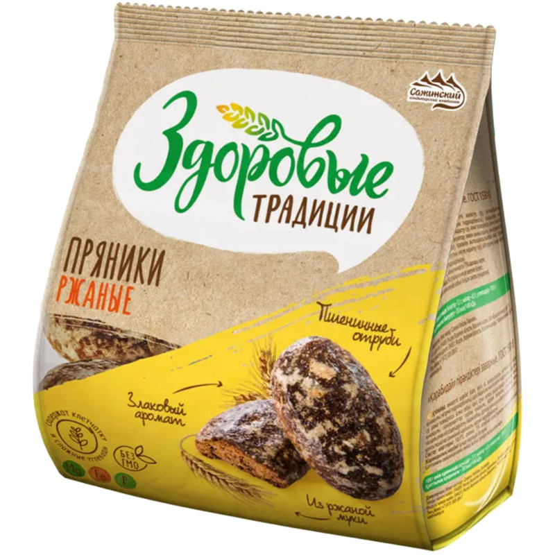 Изображение товара Пряники Здоровые Традиции Ржаные заварные, 340г