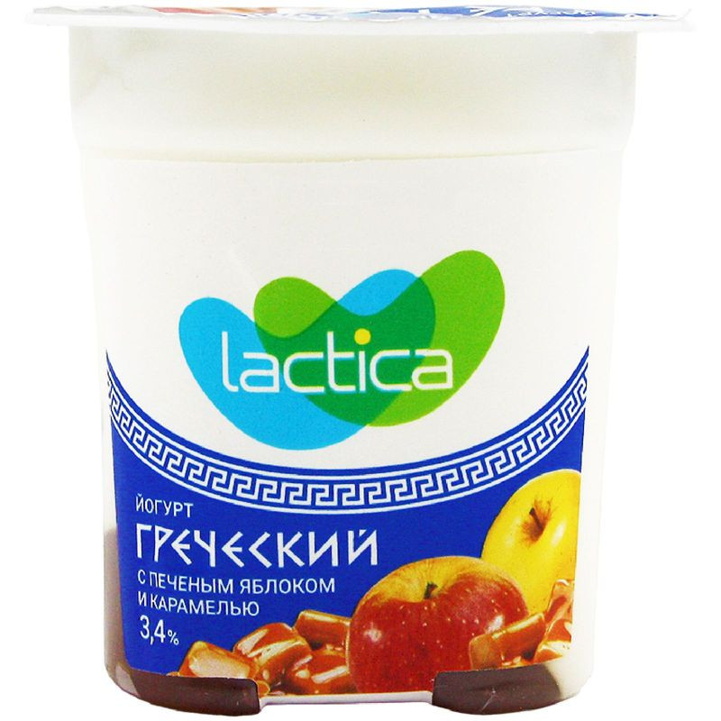 Изображение товара Йогурт Lactica двухслойный греческий с печеным яблоком и карамелью 120г
