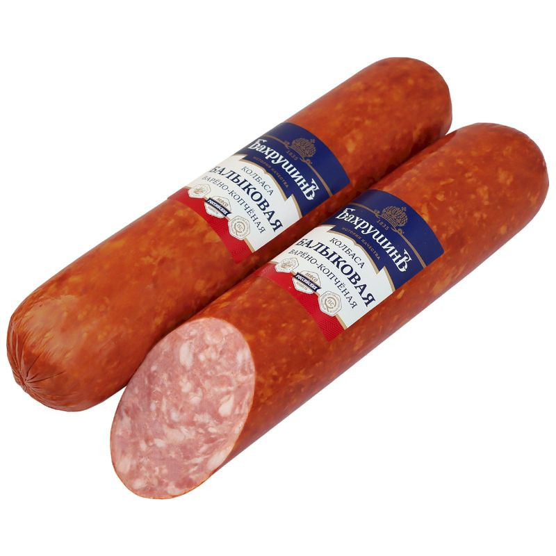 Изображение товара Колбаса Бахрушинъ Балыковая в/к 1 кг варёно-копчёная экологичная мясная продукция