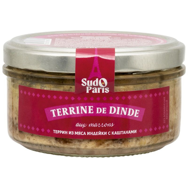 Изображение товара Паштет из мяса индейки Sud O Paris с каштанами 130 г французский деликатес