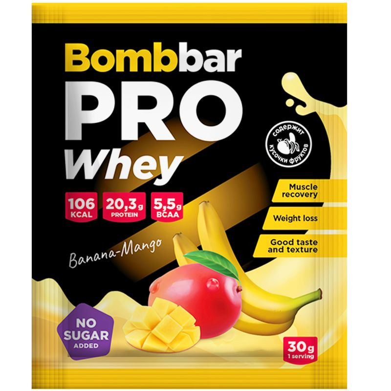Изображение товара Банан-манго протеиновый коктейль BombBar 30г