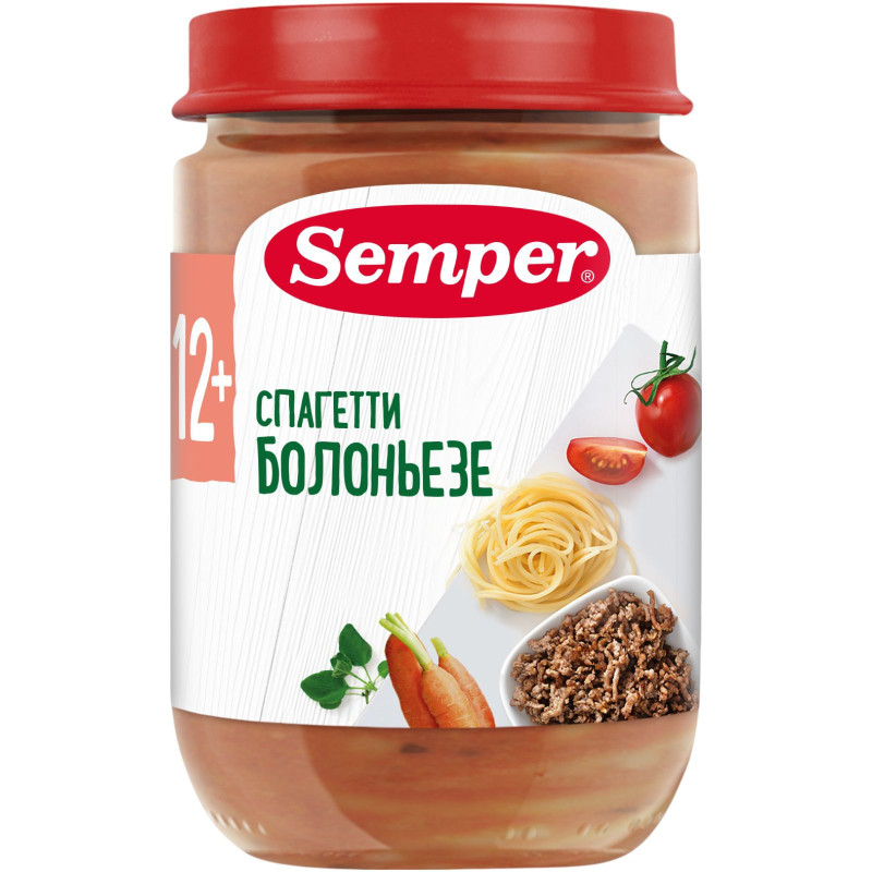 Изображение товара Пюре Semper Спагетти Болоньезе с 12 месяцев, 190г