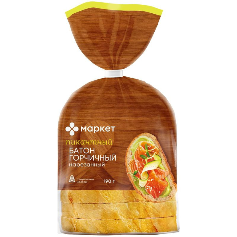 Изображение товара Батон Горчичный нарезанный Маркет, 190г