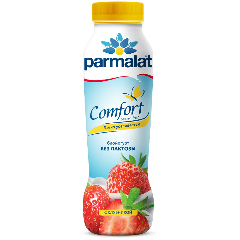 Изображение товара Биойогурт Parmalat Comfort Клубника безлактозный 1.5%, 290г