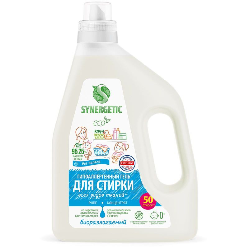Изображение товара Гель для стирки Synergetic Pure гипоаллергенный биоразлагаемый 1.5л