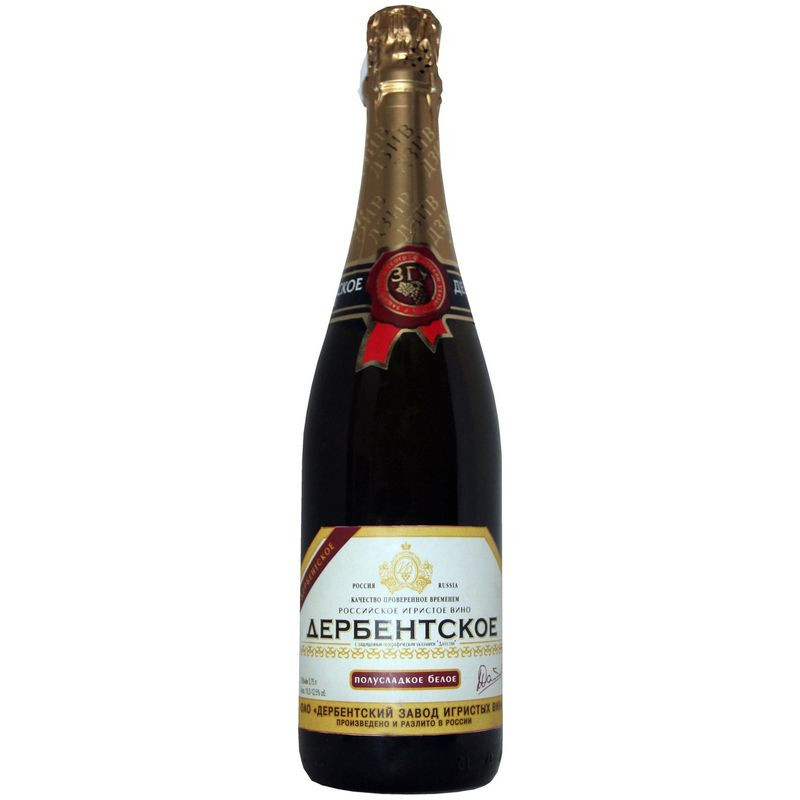Изображение товара Игристое белое полусладкое вино Дербентское 750мл Россия