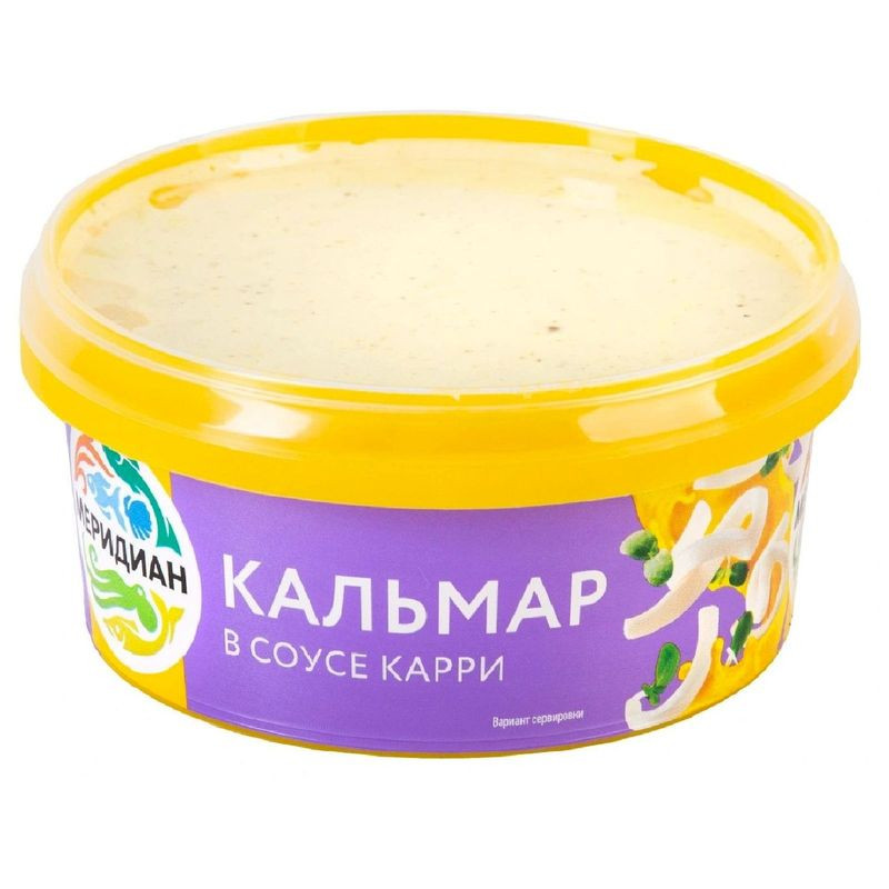 Изображение товара Кальмар Меридиан соломка в соусе карри 180г - морепродукт для быстрого приготовления