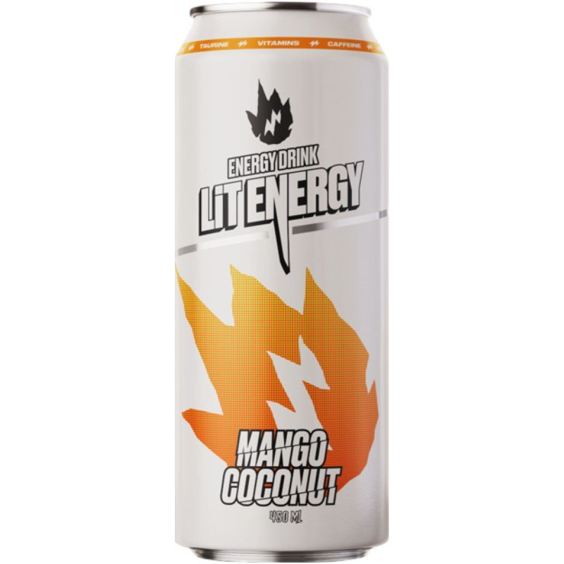 Изображение товара Напиток энергетический Lit Energy Mango Coconut безалкогольный тонизирующий газированный, 450мл