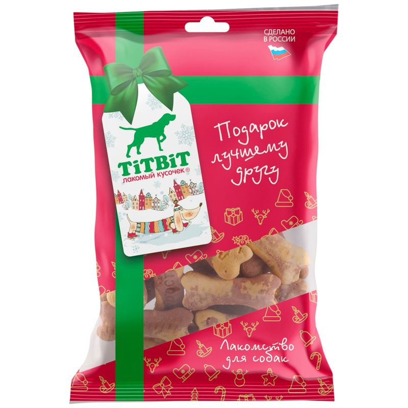 Изображение товара Печенье для собак Titbit Лакомый кусочек косточки двухцветные 130г