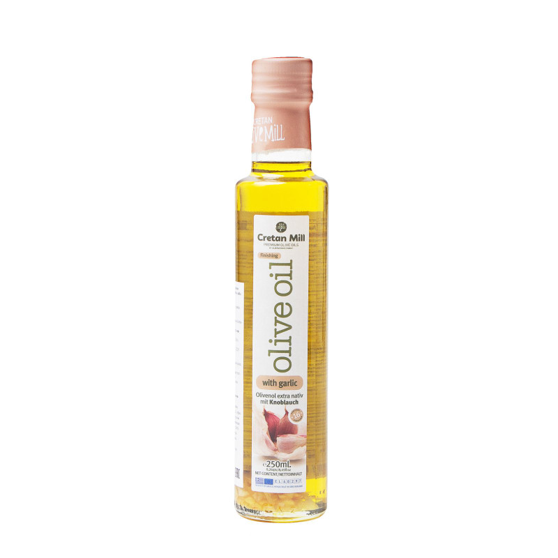 Изображение товара Масло оливковое Cretan Mill Extra Virgin с чесноком 250мл натуральное высококачественное греческое 