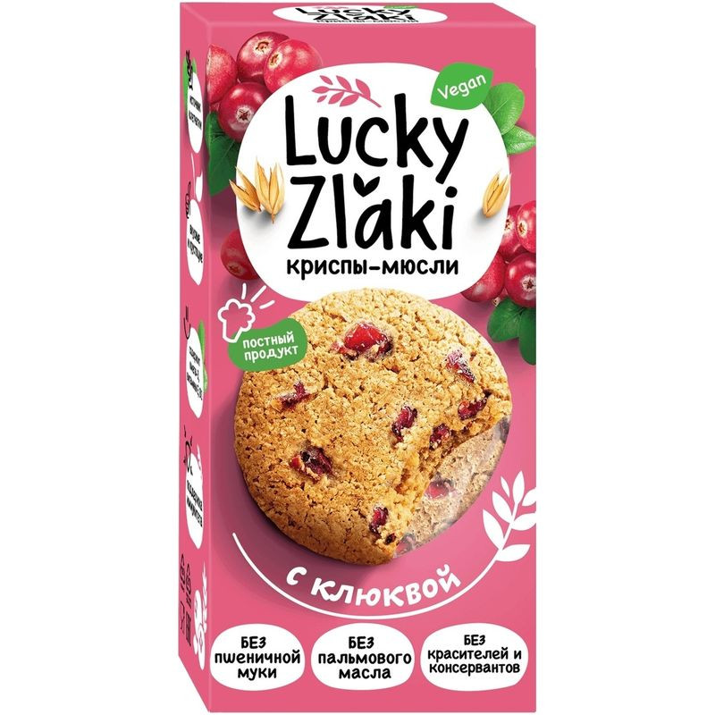 Изображение товара Криспы-мюсли Lucky Zlaki с клюквой 100 г натуральный перекус хлебцы