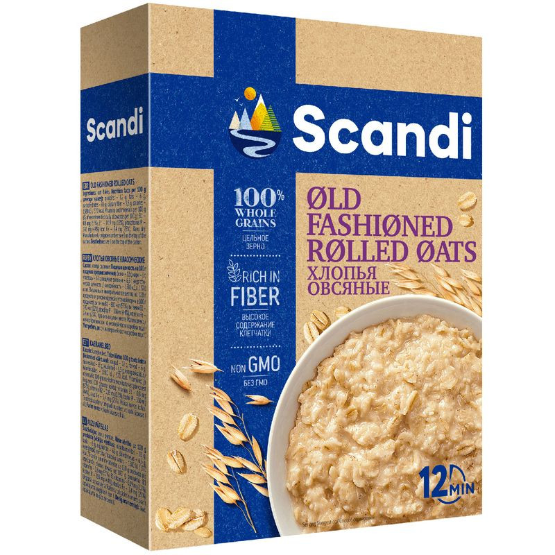 Изображение товара Хлопья овсяные классические Scandi 450г натуральный завтрак