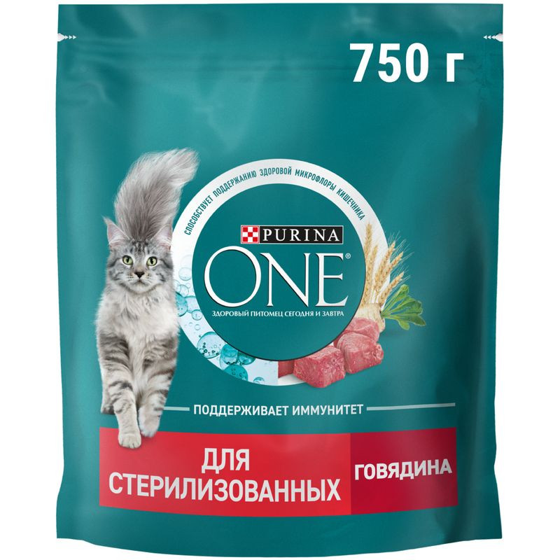 Изображение товара Сухой корм Purina One для стерилизованных кошек с говядиной 750г цена 379.99 руб