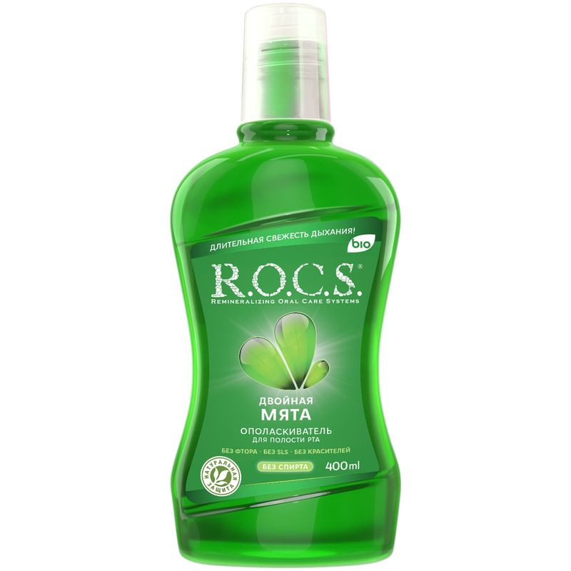 Изображение товара Ополаскиватель для полости рта R.O.C.S. двойная мята 400мл свежесть дыхания