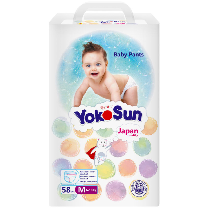 Изображение товара Подгузники-трусики Yokosun M 6-10 кг 58 шт без запаха качественная защита и комфорт