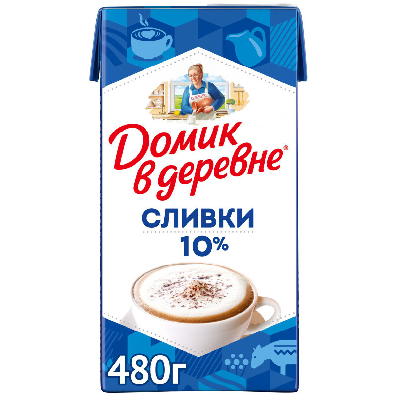 Изображение товара Сливки стерилизованные Домик в деревне 10%, 480г