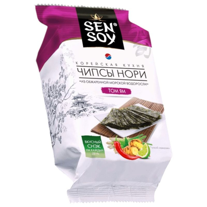 Изображение товара Чипсы Sen Soy Нори Том Ям 4.5г натуральная закуска с острым вкусом