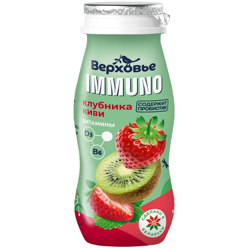 Изображение товара Продукт кисломолочный Верховье Immuno с клубникой и киви 1.5%, 90г