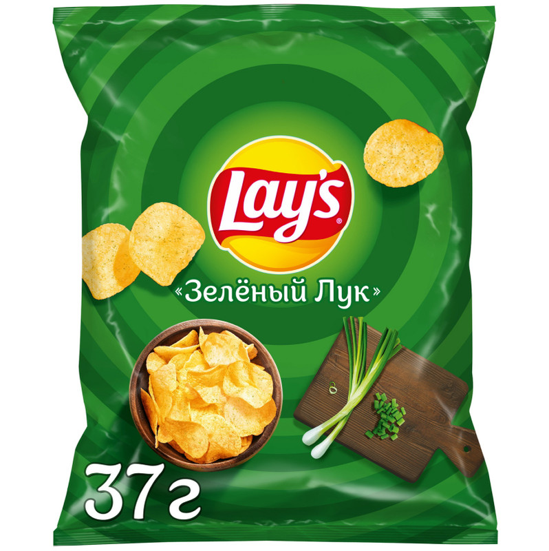Изображение товара Чипсы картофельные Lays со вкусом молодого зеленого лука, 37г