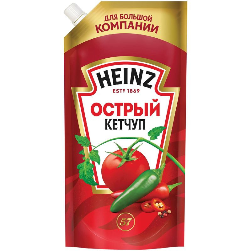 Изображение товара Кетчуп Heinz Острый 550г - острый соус для мяса и закусок