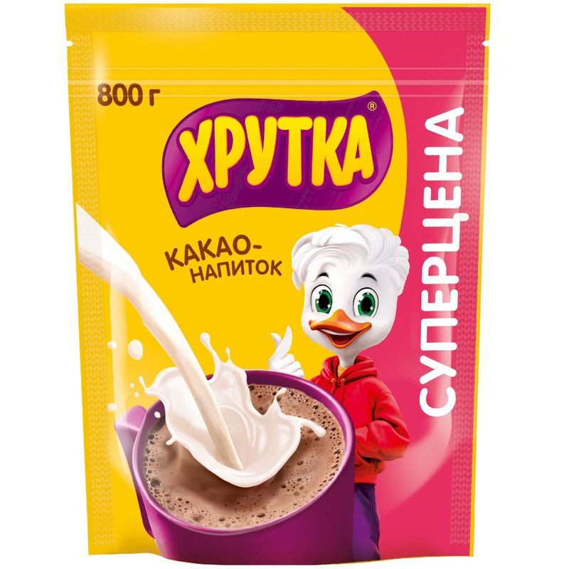 Изображение товара Быстрорастворимый какао Хрутка 800г - натуральный порошок для горячего напитка