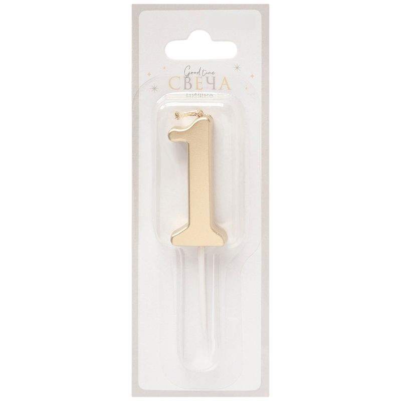 Изображение товара Свеча цифра 1 металлик 4.5 см