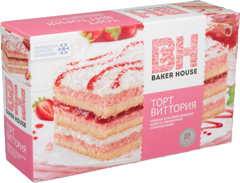 Изображение товара Бисквитный торт Baker House Виттория клубничный 350 г натуральный вкус