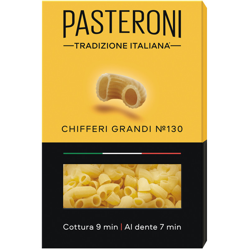 Изображение товара Макароны Pasteroni Chifferi Grandi №130 группа А высший сорт, 400г