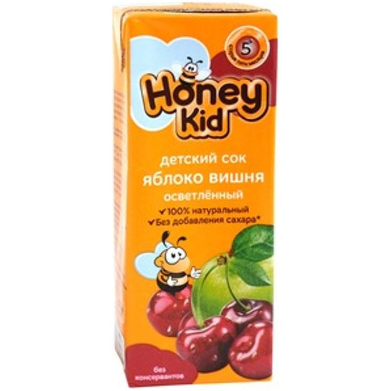 Изображение товара Сок яблочно-вишнёвый восстановленный осветлённый Honey Kid, 200мл