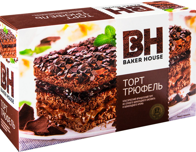 Изображение товара Бисквитный торт Baker House Трюфель 350 г — шоколадный десерт с трюфельным кремом