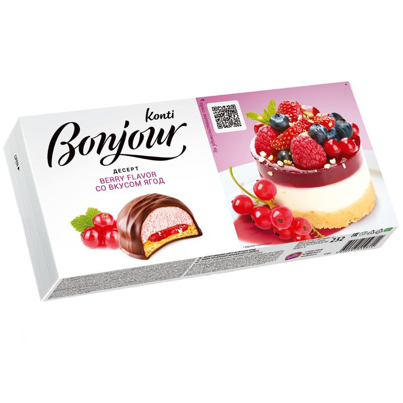 Изображение товара Десерт Bonjour со вкусом ягод 232г Россия Продукт для сладкоежек