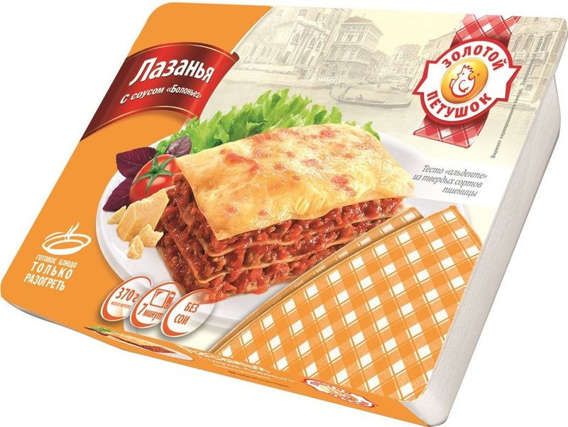 Изображение товара Лазанья Золотой Петушок с соусом Болоньез 370г - готовое итальянское блюдо