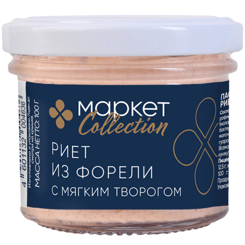 Изображение товара Риет из форели радужной с мягким творогом Маркет Collection, 100г