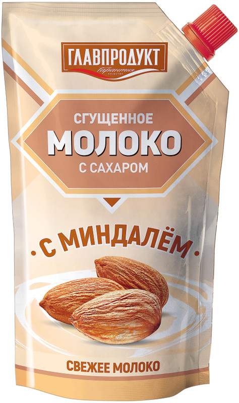 Изображение товара Молоко сгущённое Главпродукт С миндалём сахар-миндаль 3.7%, 270г