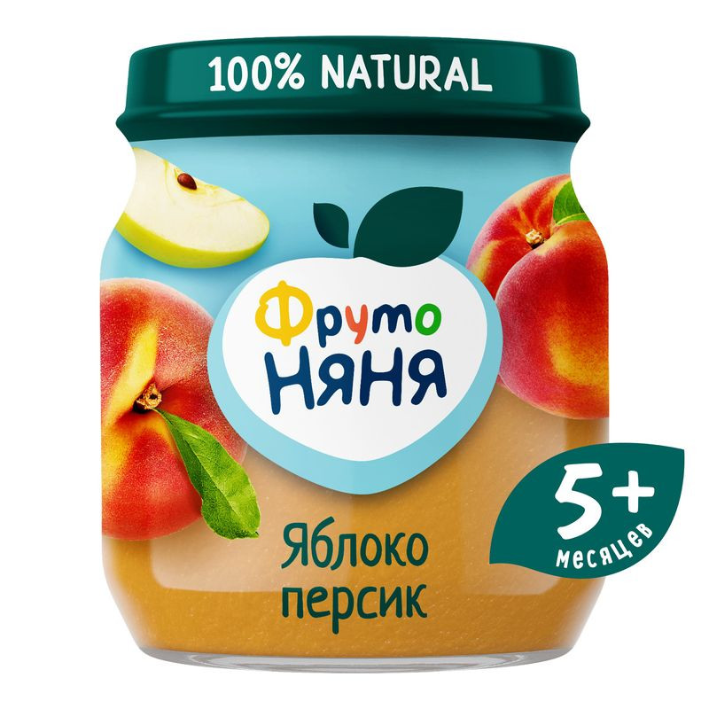 Изображение товара Пюре ФрутоНяня яблоко-персик с 5 месяцев 100г