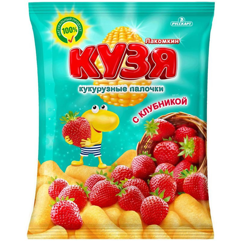 Изображение товара Кукурузные палочки Кузя Лакомкин с вкусом клубники 100 г