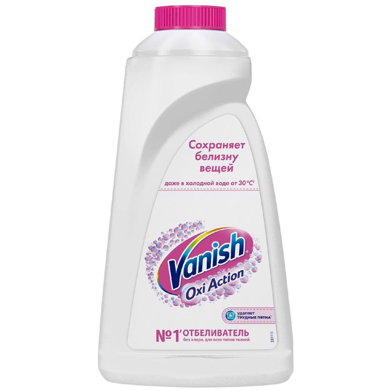 Изображение товара Vanish Oxi Action Пятновыводитель для белых тканей 1л эффективное удаление пятен