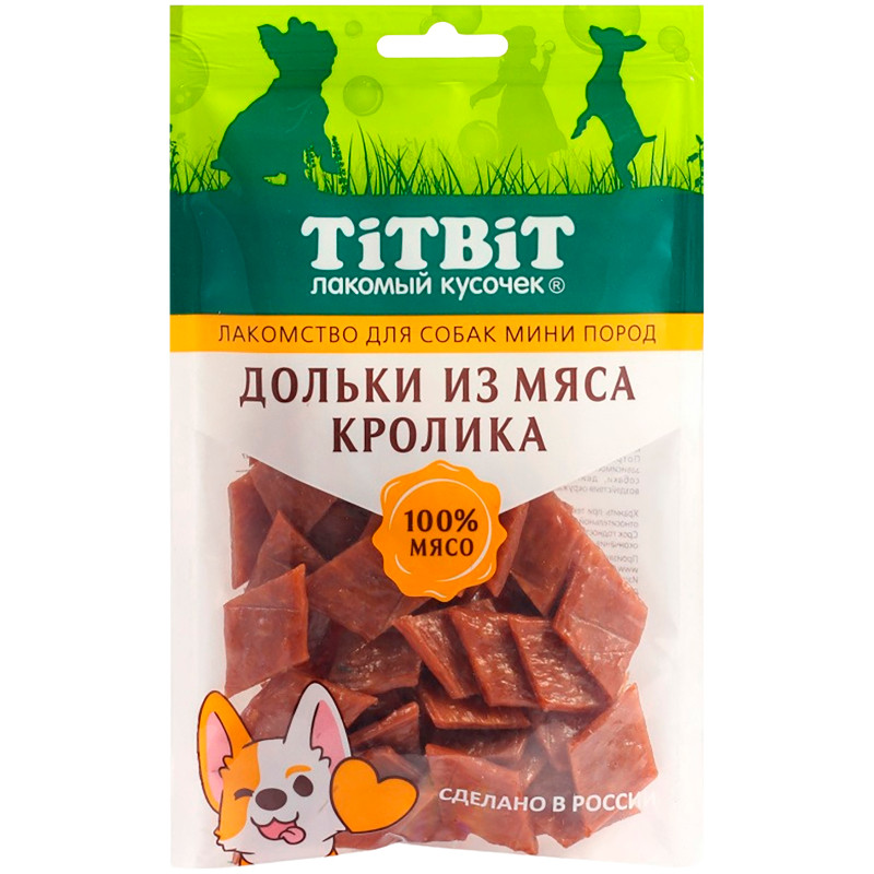 Изображение товара Лакомство TitBit дольки из мяса кролика для собак мини пород, 100г