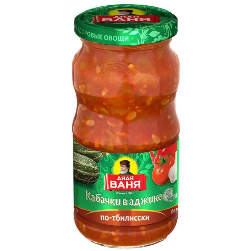 Изображение товара Кабачки Дядя Ваня по-тбилисски в аджике 460г - натуральные овощные консервы в маринаде
