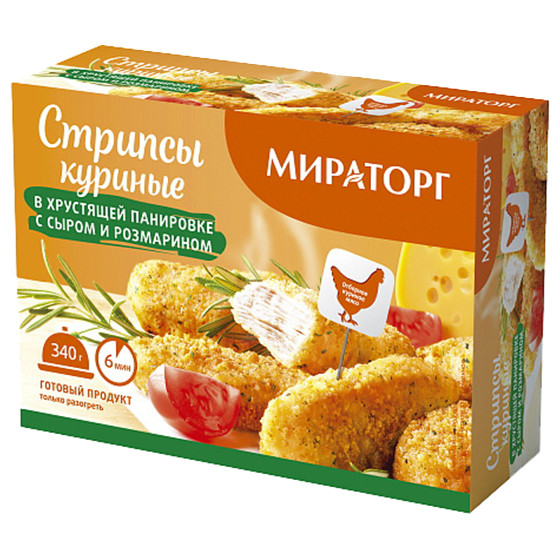 Изображение товара Стрипсы куриные Мираторг с сыром и розмарином, 340г