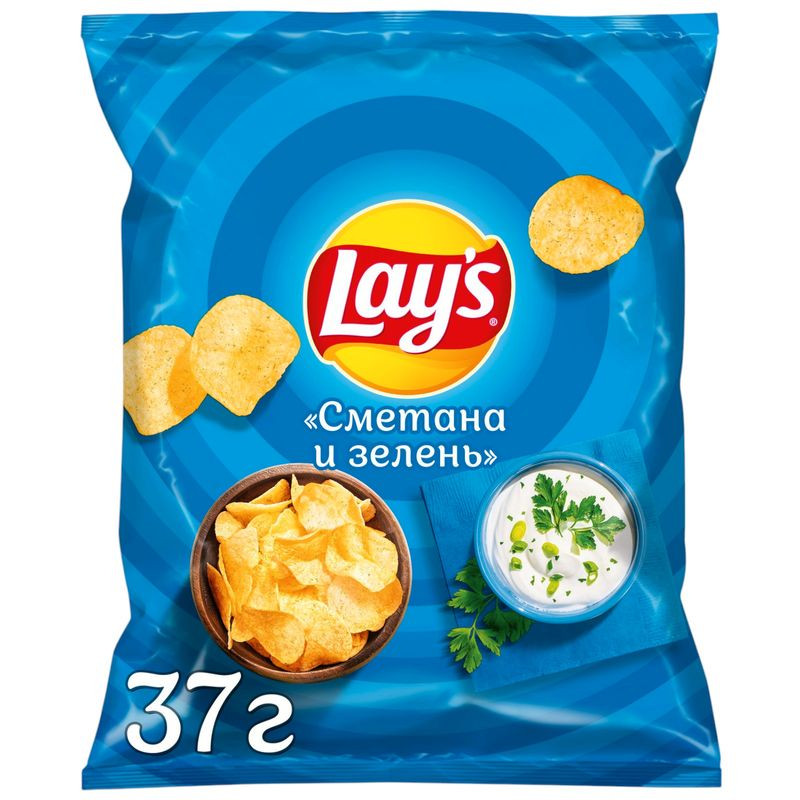 Изображение товара Картофельные чипсы Lay's со вкусом сметаны и зелени 37г