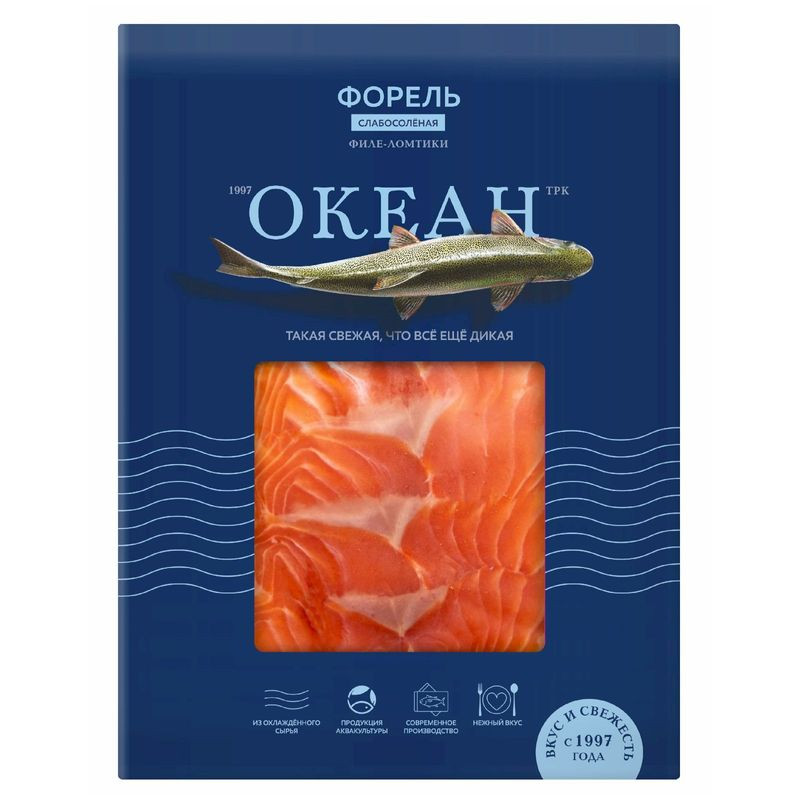 Изображение товара Форель радужная Океан слабосолёная филе-ломтики 100 г свежая