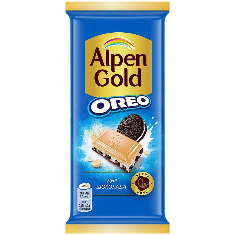 Изображение товара Шоколад Alpen Gold Два Шоколада ваниль-печенье Орео 85г молочный из России