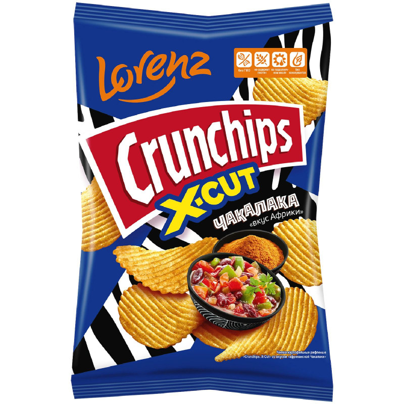 Изображение товара Чипсы Crunchips X-Cut картофельные рифленые со вкусом Африканской чакалаки, 130г