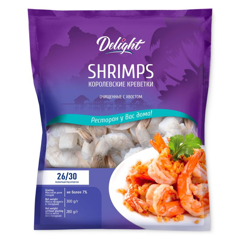 Изображение товара Креветки Delight королевские мороженые очищенные 300г
