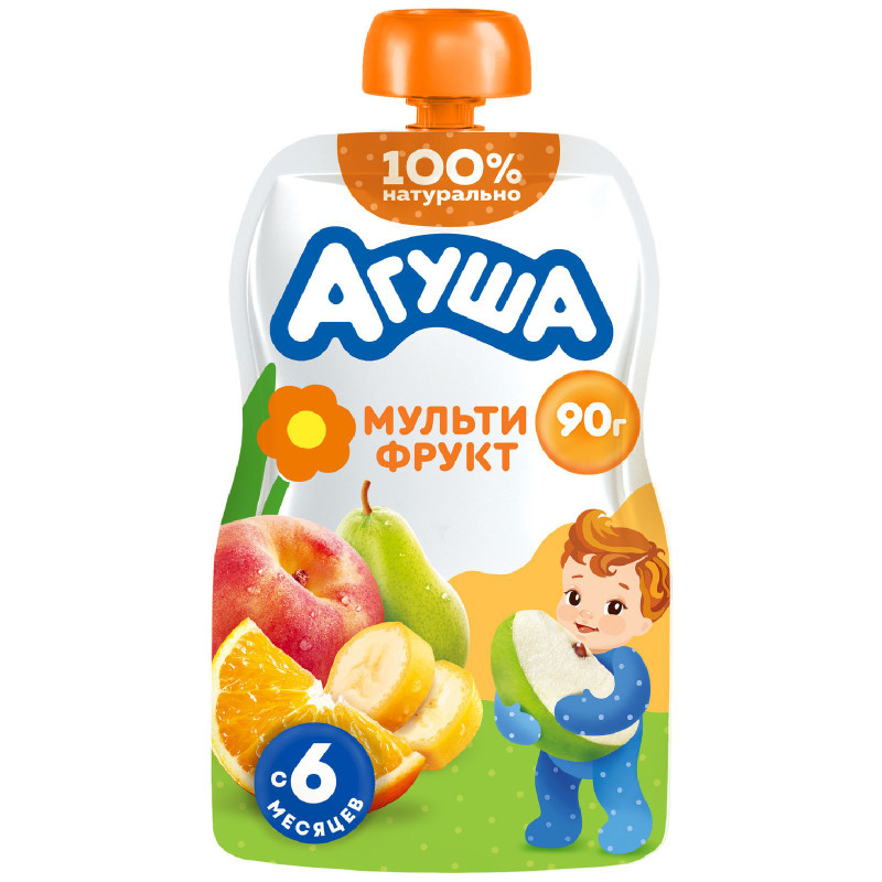 Изображение товара Пюре фруктовое Агуша Мультифрукт с 6 месяцев, 90г