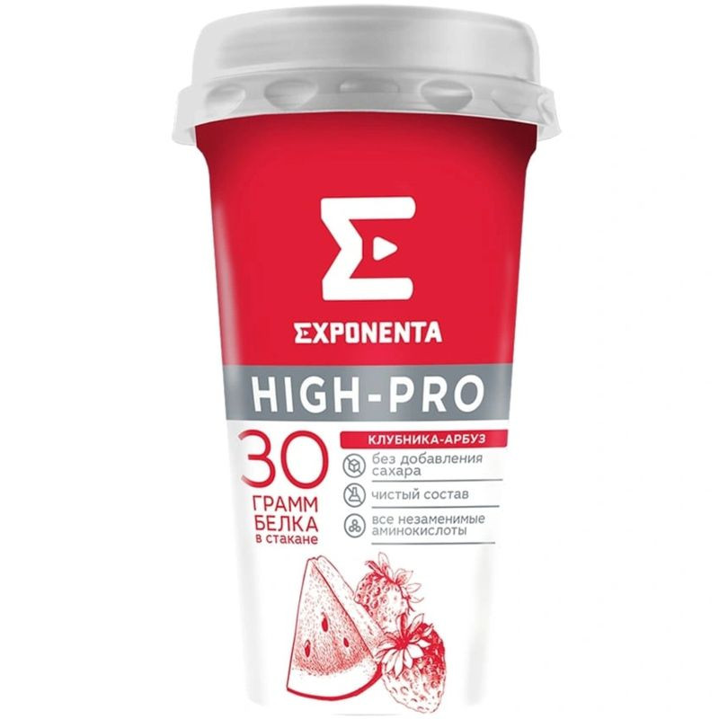 Изображение товара Кисломолочный напиток Exponenta клубника-арбуз обезжиренный 250 г