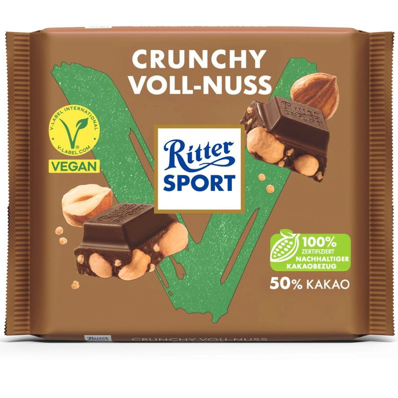 Изображение товара Шоколад Ritter Sport Лесной орех амарант 100 г тёмный с орехами и криспами