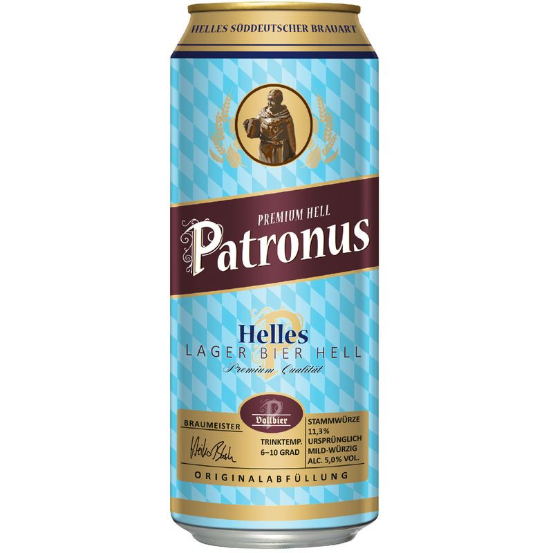 Изображение товара Пиво Patronus Helles светлое фильтрованное 5% 500мл