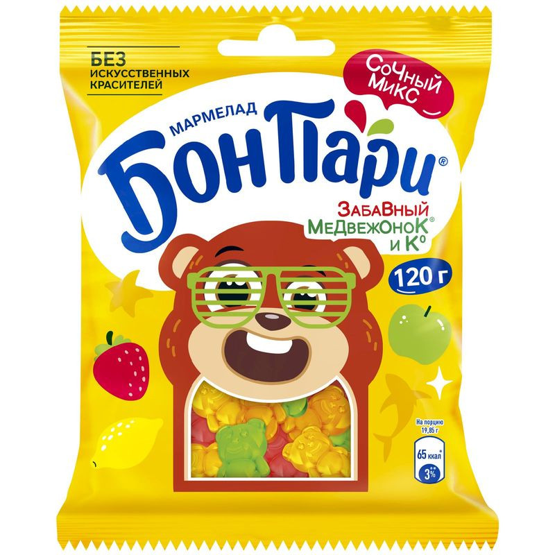 Изображение товара Мармелад Бон Пари Забавный медвежонок 120 г натуральный фруктовый вкус